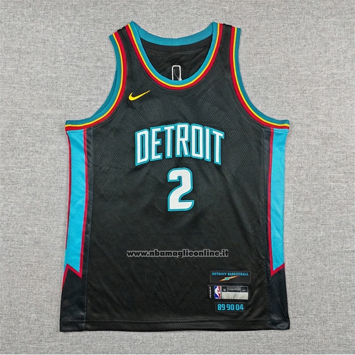 Maglia Bambino Detroit Pistons Cade Cunningham No 2 Citta 2025-26 Nero